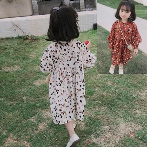 2019 Autumn Children Girls Princess Dress Floral Vestido Long Sleeve Kids Party Dresses For Girl Baby Toddler Clothes JW8253