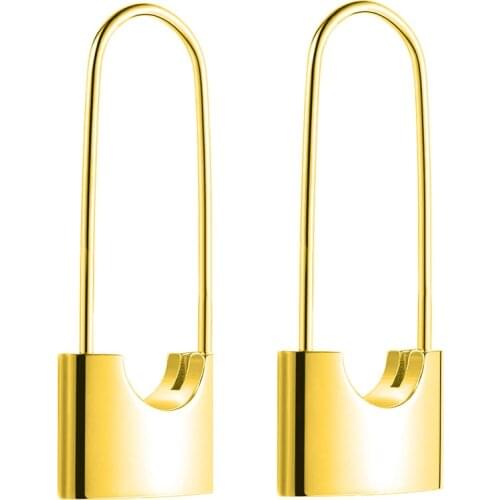 OUFEI Stainless Steel Safety Pin Earrings Unique Design Of Gold Lock Earrings Womens Small Safety Pin Earrings For Girls