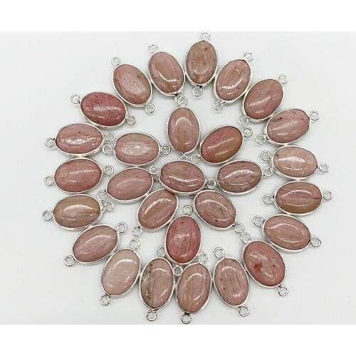 3 Pcs/bag Charm Pendant Nature Stone Rimmed with Metal Two-Eared For Women Girl Bracelet Necklace Fashion Jewelry 15-20 MM