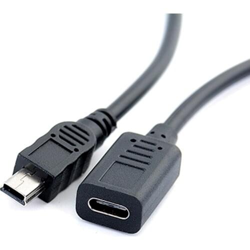 Mini USB Male to Type-c Female Charge Data Adapter Cable Cord Adapter For samsung huawei Android phone