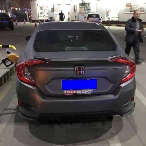 Use For Honda Civic 2016--2019 Year Spoiler ABS Plastic Carbon Fiber Look Rear Trunk Wing Car Body Kit Accessories