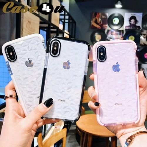 Diamond Texture Shockproof Bumper Phone Cases for iPhone XS Max XR X 10 7 8 6s Plus Silicone Cover for Samsung Galaxy S8 S9 Plus