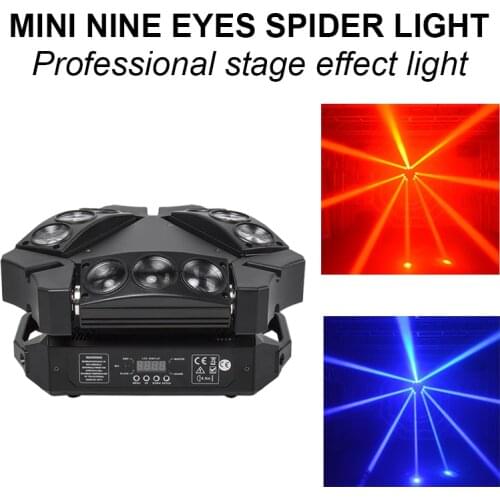 RGBW 4in1 9x12w triángulo araña LED haz de luz principal móvil colorido LED haz de luz de cabeza móvil con gran efecto para fies