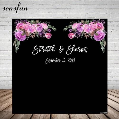 Sensfun Wedding Photography Backgrounds For Photo Studio Pink Purple Flowers White Theme Backdrop Custom 10x10ft