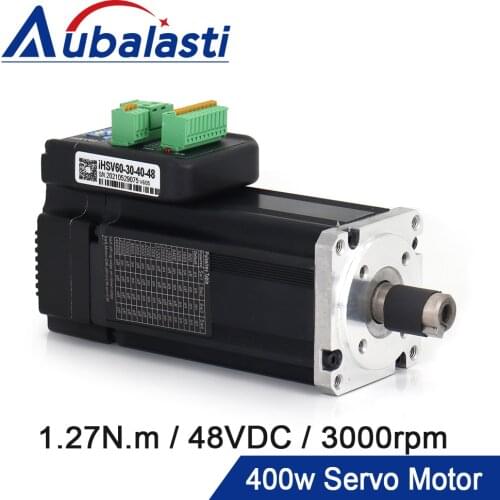 Aubalasti 400w Servo Motor with Driver Set 48VDC Permanent Magnet 3000rpm 1.27N.m 11.2A Communication Speed 9.6Kbps Mini