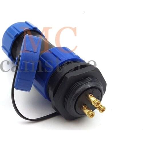 SP21 3 pin No need welding Waterproof connector plug socket, 3-pin power cable connector Aviation Plug Panel Mount plug socket