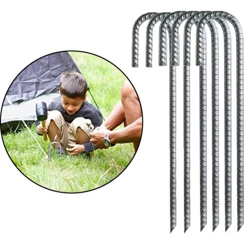 Steel Ground Stakes J Hooks Garden Plant Support Trampoline Anchors for Outdoor Castles Trampolines Bouncy