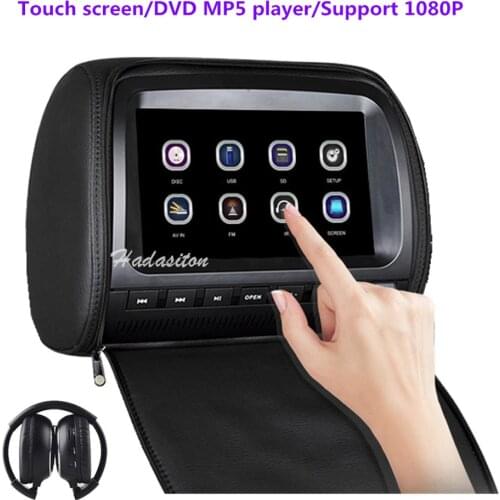 Universal 9" Touch screen Car Headrest DVD MP5 player 1080P Pillow monitor Support CD/VCD/DVD/AV/USB/SD/FM/IR/Wireless Game