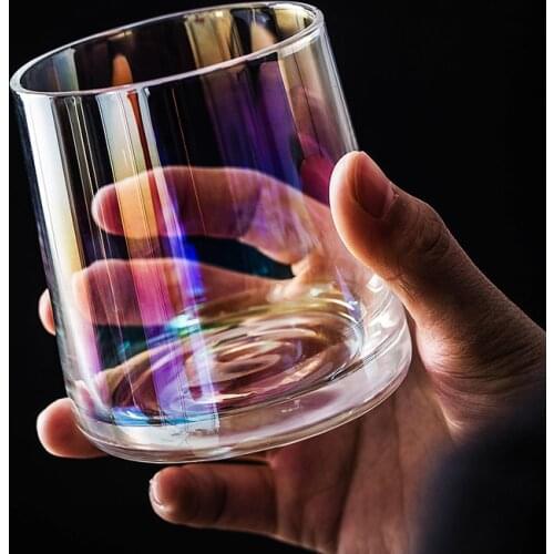 Ins Hot Whisky Wine Glass Smoky Amber Colourful Glass Wine Cup Milk Water Juice Cups for Home Shop 300ml