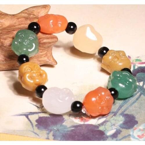 High Quality Gobi Gold Wire Jade Hand Chain Beads Classic Maitreya Bergamot String for Men and Women