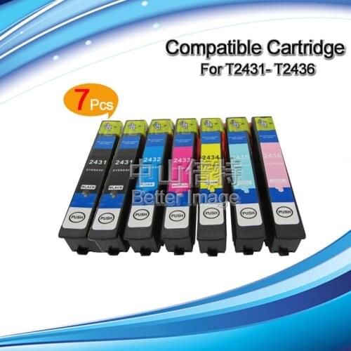 XIMO 7 Pack compatible ink cartridge for Epson T24 T2421 T24XL T2431-T2436 for EXPRESSION PHOTO XP- 750 XP-850 XP-950,hot sale