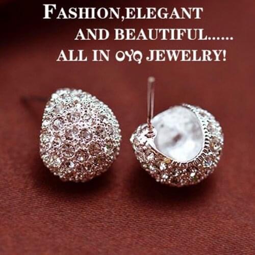 12pairs Jewelry Fashion Vintage Full Crystal Crescent Stud Earrings Earring For Woman