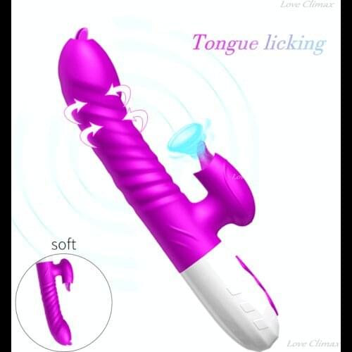 Double Tongue Vibrator Dildo Telescopic Rotation Vibration Female Vibrating Vagina Tongue Licking Clitoris Adult Sucking Sex Toy