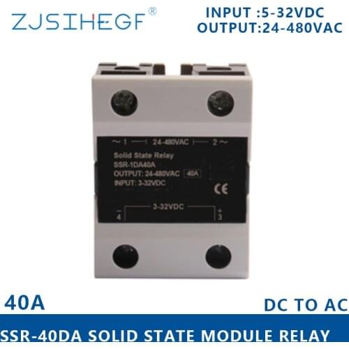 ZJSIHEGF 3-32VDC Single Phase Solid State Relay 24-480VAC SSR-10DA/25DA/40DA High Fuction For I-50 Heat Sink Raditor