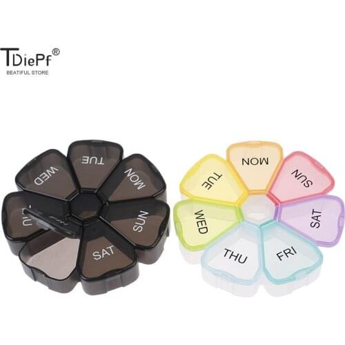 1/2pc 7 Days Medicine Pill Box Mini Round Portable Travel Storage Vitamin Box Sort Tablet Holder Organizer Container Pill Cases