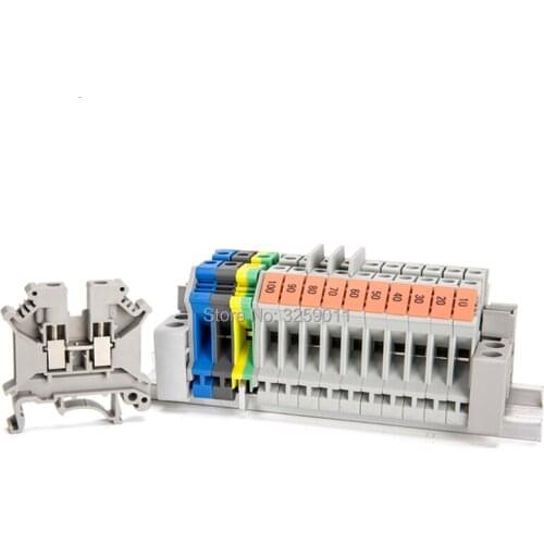 100PCS Wire Terminal block Connector Pure copper pieces of guide rail type UK-6N Feed-Through Terminal Block Combined Type