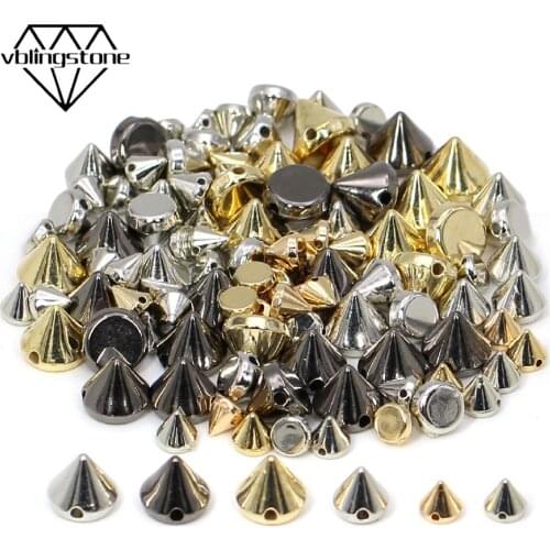 100Pcs Plastic CCB Rivets Gold Sliver Cone Studs Punk Sewing Spike Rivet For Leather Nailheads Rivets Garment Accessories