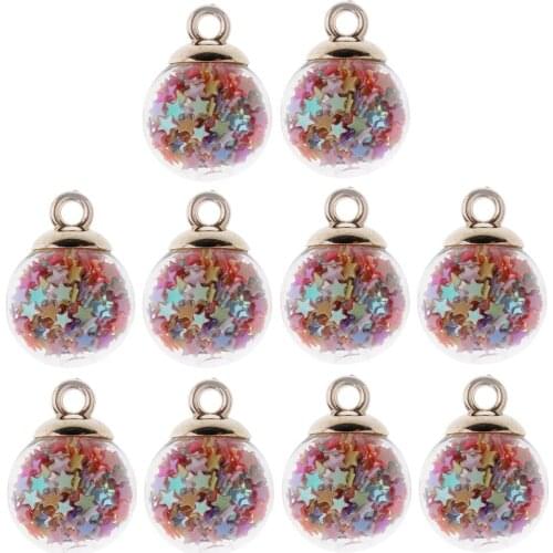 20 pieces Christmas Ornaments Star Lucky Glass Wishing Bottle Pendant Charms DIY Necklace Women Jewelry