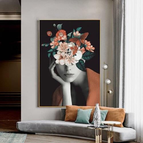 Abstract Flower Women Posters and Prints Nordic Canvas Pictures Sexy Lady Wall Art Decorative Paintings for Interior Home Decor