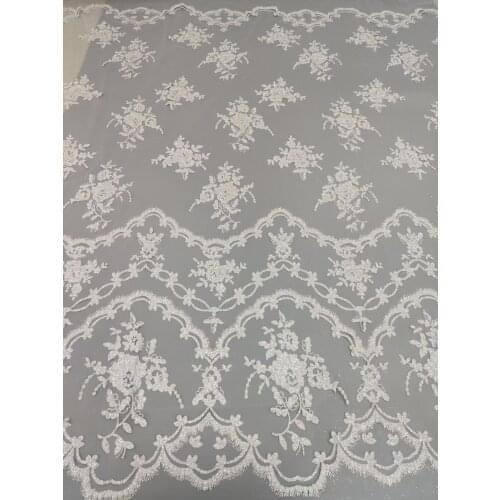 White French Lace Fabric 2021 High Quality Lace With Beads African Net Lace Latest Nigerian Tulle Lace For Wedding 5Yards