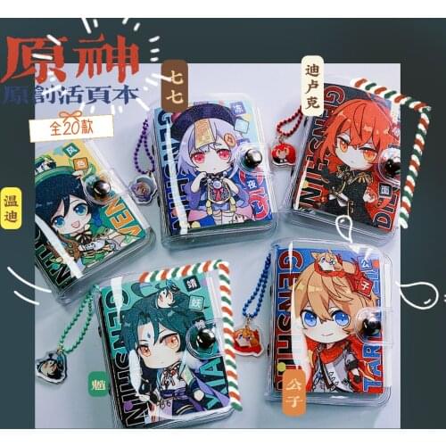 Anime Genshin Impact Razor Diluc Men Women Student Mini Hand Account Notebook Diary Notepad Cartoon Memorandum Book Xmas Gifts