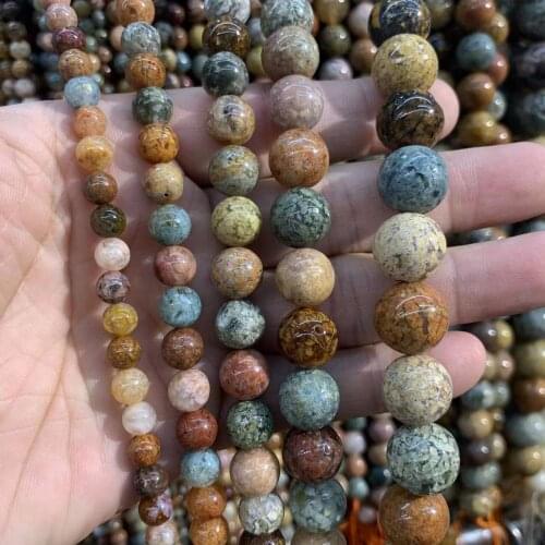 Ocean agates stone beads natural gem stone beads DIY loose beads for jewelry making strand 15" wholesale