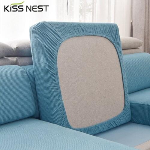 Solid Color Plaid Plush Sofa Seat Cushion Cover,for Living Room,Elastic Fleece Fabric, Chaise Longue Waist Cushion,1/2/3/4 Seat