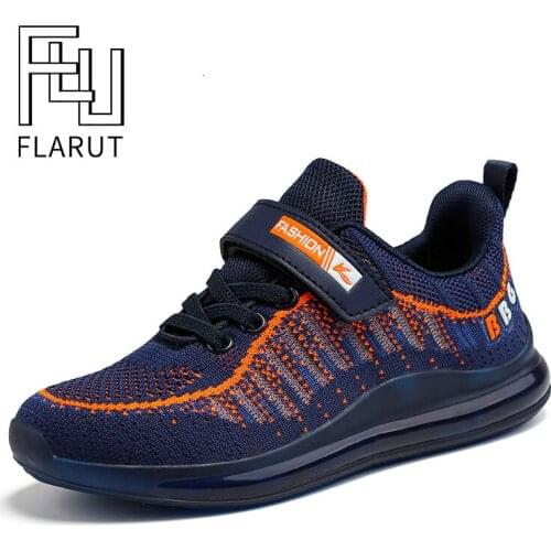 FLARUT Kids Running Shoes Boys Basket Sneakers Autumn Trainers Velcro Breathable Child Walking Shoes Black Men Air Cushion Shoe