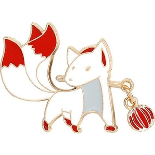 Creative Cartoon Animal Brooch Cute Red Fox Holding Festive Badge Brooch Enamel Pin Lapel Pins Brooch