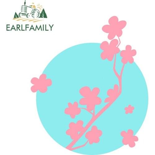 EARLFAMILY 13cm x 12.2cm for Cherry Blossom Car Stickers Vinyl Material Motorcycle Snowboard Waterproof Windshield Fine Decal