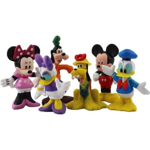 6pcs/lot Disney Figure Toy Mickey Minnie Mouse Donald Daisy Duck Pluto Goofy PVC Action Figure Cartoon Model Doll Gift for Kids