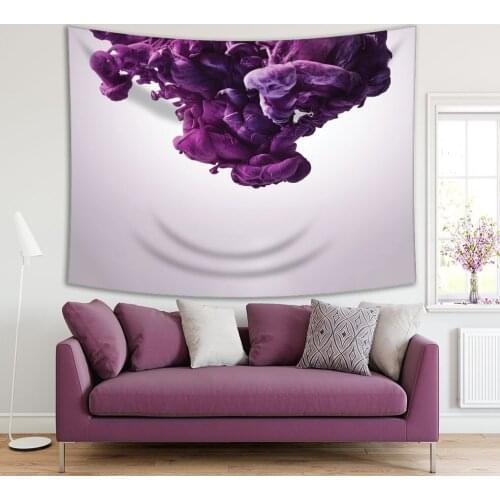 Tapestry Paint in Flowing Water Color Splash Movement Underwater Abstract Modern Art Purple Beige