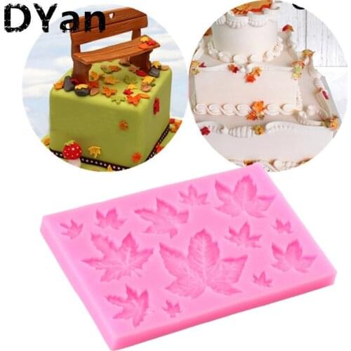 Maple Rose Leaf Cake Border Silicone Molds Christmas Cupcake Fondant Cake Decorating Tools Chocolate Candy Clay Moulds A1412