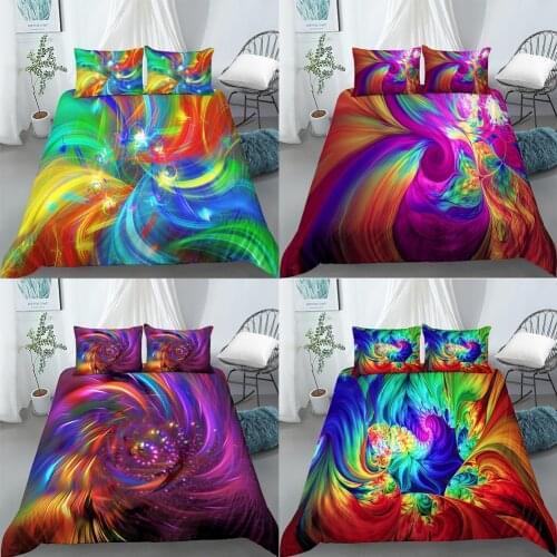 3D Colorful Abstract Bedding Set Spiral Dynamic Flowing Duvet Cover Twin Polyester Comforter Cover Queen King Size Pillow Case