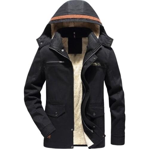 SRTM Men Cotton Coat Thicken Hooded Multi-Pocket Winter Jackets Male Windproof Fleece Jacket 2019 New Casual Fashion Large Size