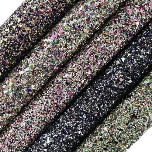 30x134cm Multicolour Chunky Hexagonal Glitter Fabric Material faux PU Leatherette leather for shoes bows Craft Decoration AY260