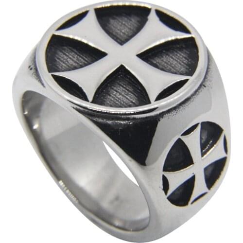 Fashion Cross Ring 316L Stainless Steel Women Mens Fashion Polishing Round Ring