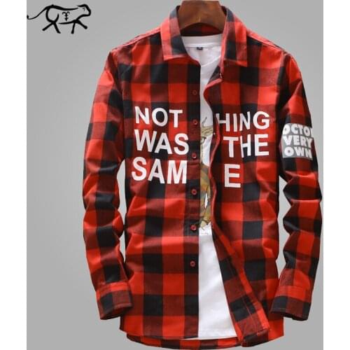 New Style Autumn Shirts Men Fashion Slim Fit Plaid Shirt With Long Sleeve for Male Casual Printing Large Size Mens Check Shirts