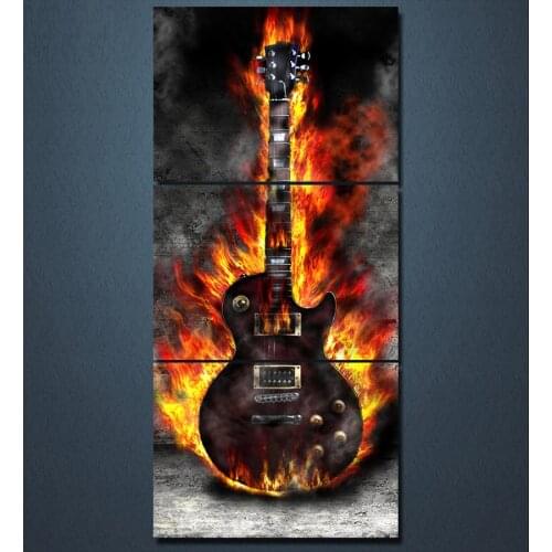3pcs,diy Diamond Embroidery Burning Guitar,Full 5d Diamond Painting Mosaic Crafts Diamond Pattern home decor Cross Stitch kits