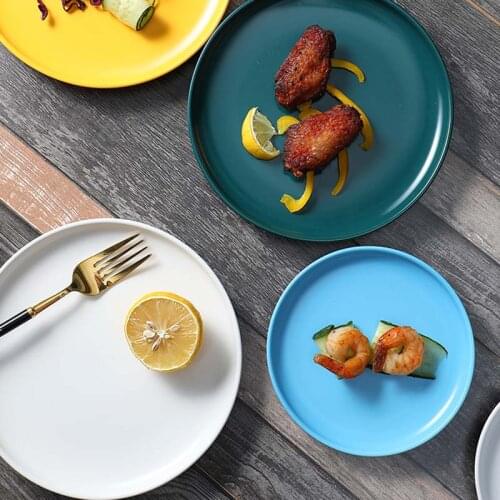 Nordic household ceramic dishes western dishes tray steak dishes tableware breakfast dishes solid color disc pasta dishes