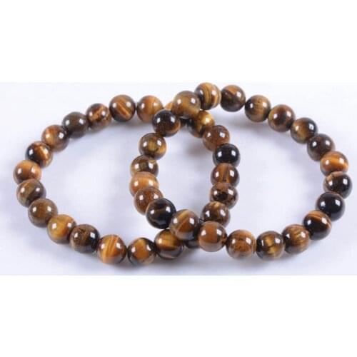 Wholesale 5PCS 8mm Fashion Golden tiger eye round beads stretchable bracelet 7.5"