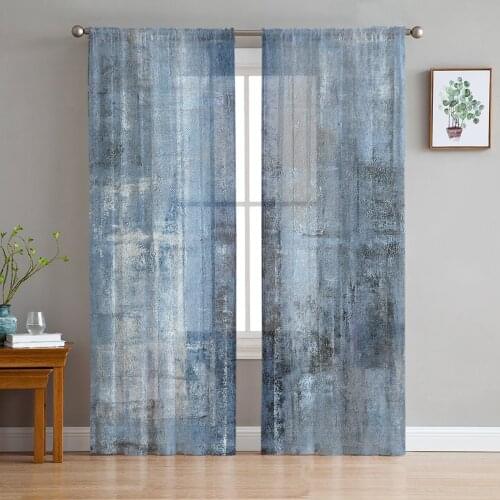 Luxury Tulle Curtains Oil Painting Abstract Art Living Room Kitchen Chiffon Curtain Youth Bedroom Sheer Floor Valance Curtain