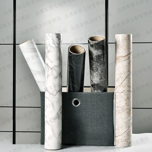 PVC Imitation Marble Self-Adhesive Wallpaper Kitchen Bathroom Floor Countertop Renovation Wardrobe Furniture Restore Home Decals