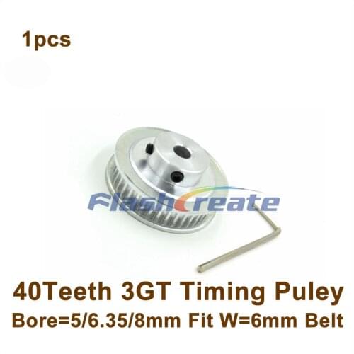 40 Teeth 3GT Timing Pulley Bore 5/6.35/8mm Fit 3GT Timing Belt Width 6mm 40T 40Teeth GT3 Timing Belt Pulley 3D Printer Parts