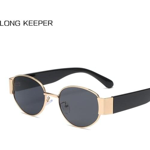 LongKeeper New Retro Steampunk Sunglasses Men Brand Designer Oval Sun Glasses Metal Frame Driving Eyewear UV400 Gafas de sol