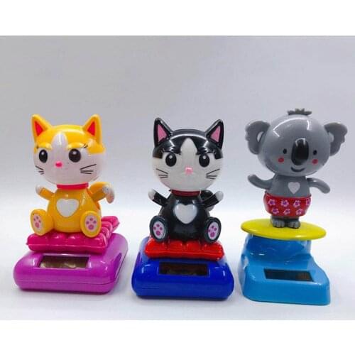Solar Shaking Head Lucky Cat Innovative Solar Powered Car Decoration Cartoon Car Doll Car Interior Jewelry Halloween Gift