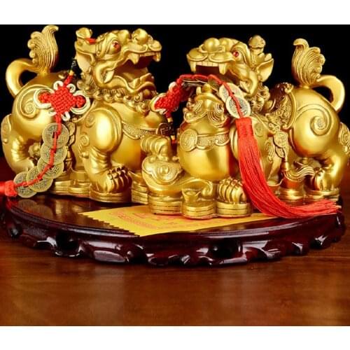 Chinese Style Golden Lucky Money Copper Fengshui Mascot Statue Home Decor Birthday Present Christmas Living Room Decorations