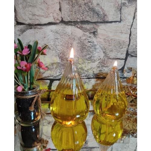 Viyale Store Tulip Carved St. Glass Oil Lamp Dual Set