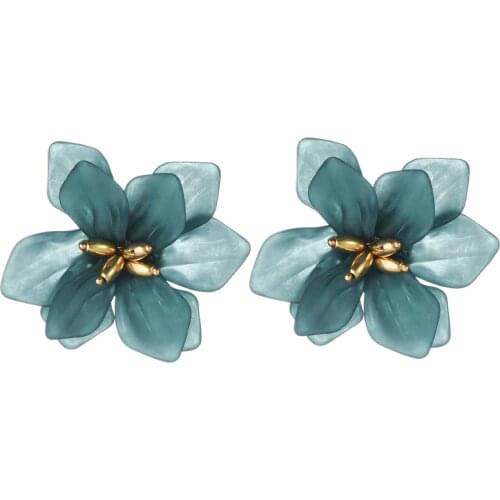 Hyperbole Flower Earrings Women Acrylic Big White Orange Green Flower Holiday Earrings