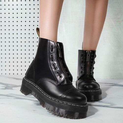 Jadon 8-Eye Boots Women High Platform Ankle Shoes Chunky Woman Leather Motorcycle Ladies Fashion Women Boots Martins 2020